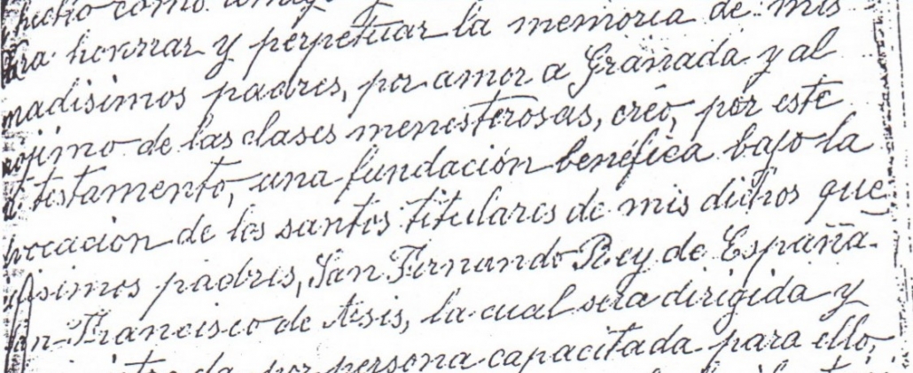 Extracto del testamento ológrafo de María Zayas